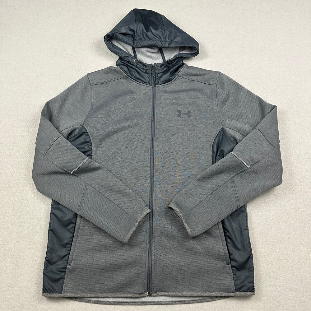 Under Armour Jacket Men Large Gray Storm 1 ColdGear Full Zip Hooded Fleece L
